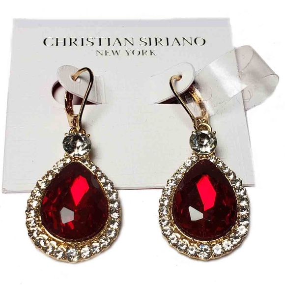 Christian Siriano Jewelry Christian Siriano Drop Earrings Red Gold